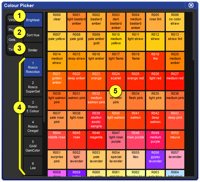 Color Picker Gels Tab