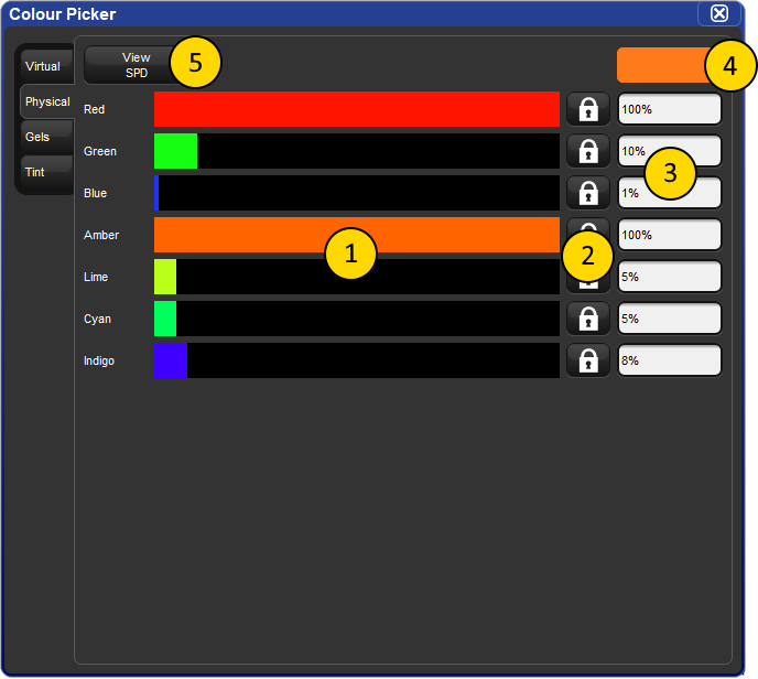 Color Picker Physical Tab