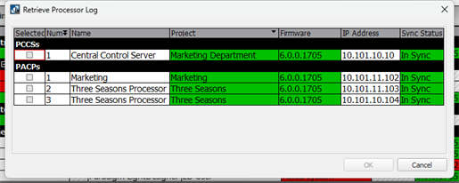 Retrieve Processor Log