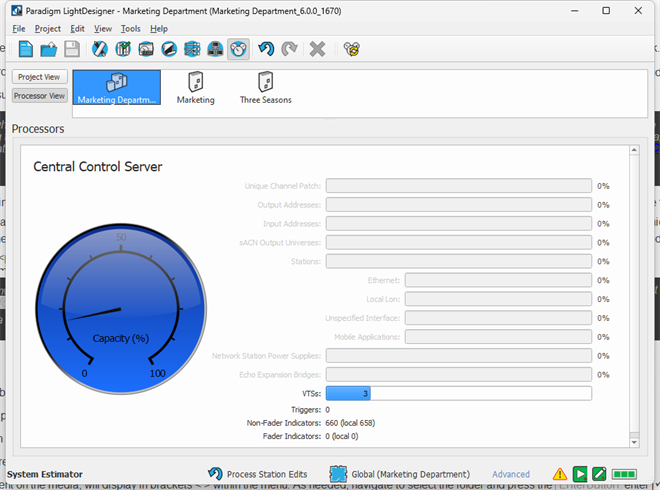 System Estimator, Processor View, Server Project