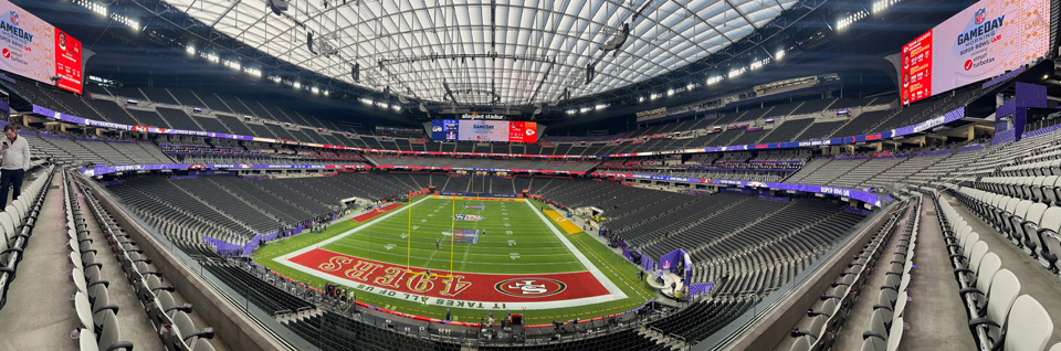 Panoramic interior shot of Allegiant Stadium