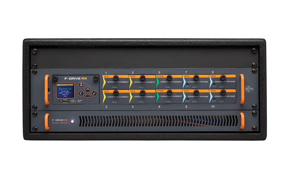 The F-Drive RX and power supply take up 3U of rack space