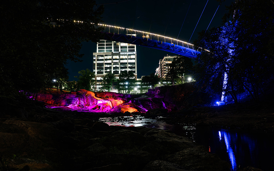 Liberty Bridge Lighting Upgrade Transforms Falls Park After Dark