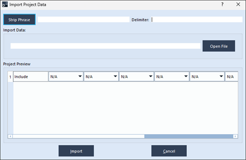 Import Project Data from a CSV File