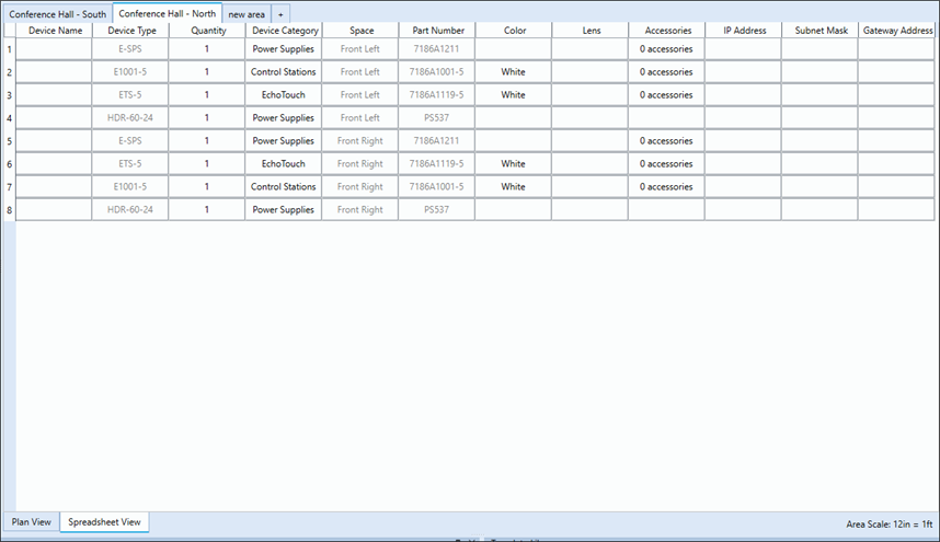 Spreadsheet View