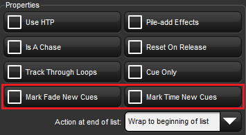 Marking a cue with cuelist options