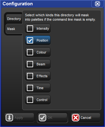 Permissions tab of directory configuration menu, showing beam kind is
						permitted