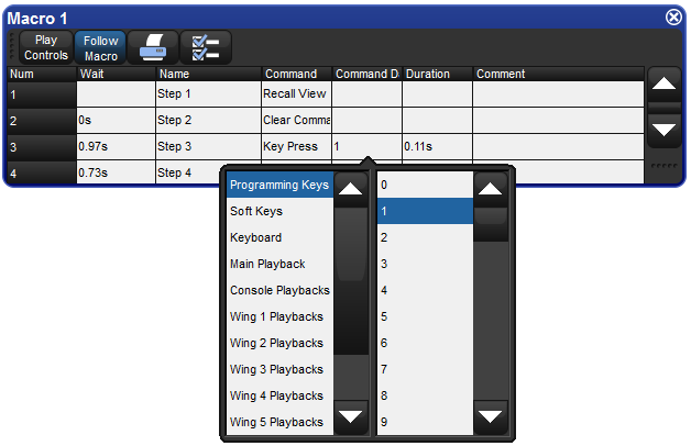 The macro window commands