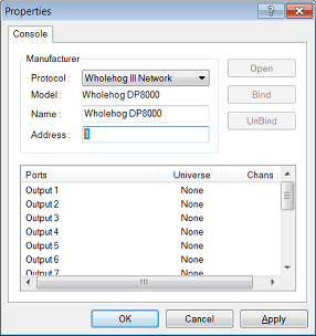 Configuring WYSIWYG, step 4 - the Properties window