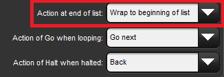 Playback Option Cuelist Action End List
